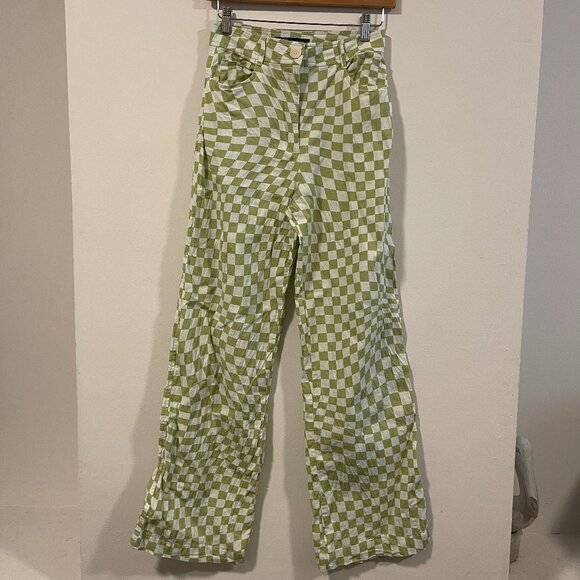 Linen wide leg checkered pants - Picture 2 of 6